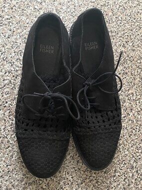 Eileen Fisher Nubuck Woven Oxfords, Sz 9